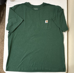 Carhartt K87 Mens 2XL Loose Fit Pocket Tee Green Crew Neck Short Sleeve
