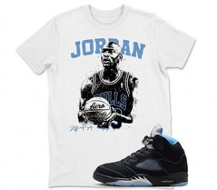Shirt to Match JD 5 Black University Blue Clothing, BLACK/WHITE