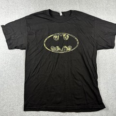 Batman Shirt Mens Large Black Distressed Logo DC Comics Superhero Tee Graphic