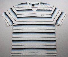 Vintage Y2K Karl Kani Gold Striped V-Neck Short Sleeve T-Shirt Size 2XL
