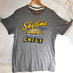 Homage Skyline Chili T-Shirt Size L Gray Retro Cincinnati Ohio Crew Neck Vintage