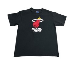 NBA Miami Heat Basketball Shirt Mens Large Black Retro Logo Short Sleeve Cotton