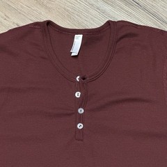 Vtg Y2K American Apparel Maroon Burgundy Thermal Henley Dexter Kill Shirt M