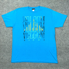 Volcom Shirt Mens Large Blue Short Sleeve Surf Skate Graphic Tee Y2K