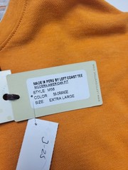 $135 New LEFT COAST TEE Henley Collared L/S Shirt Men XL X-LARGE Orange COTTON