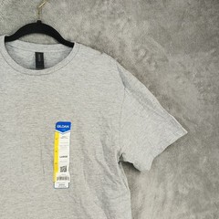 NWT GILDAN Men Crew Neck Classic T-shirt LARGE Softstyle Cotton Blend Gray Knit