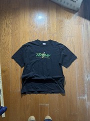 Vintage Stitched Embroidered T Shirt XL 90s USA Made Army Military Black Tee Y2K