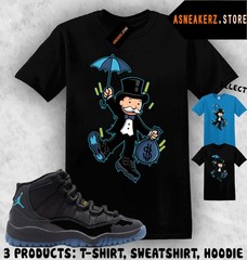 Shirt Match AJ 11 Gamma Blue 2025 Sneaker Matching Sneakerhead Monopoly T-Shirt