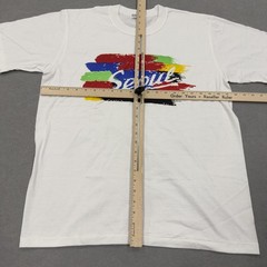 Seoul Shirt Mens Large White Graphic Brushstroke Korea Travel Tee Souvenir City