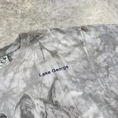 Lake George Wolf Shirt Mens XL Gray Tie Dye Back to Earth Wolves Nature Tee USA