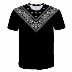 T Shirt Men Paisley Triangle Vintage Silky Soft Black Short Sleeve Graphic Print