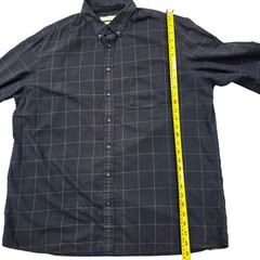 CELIO Men 2XL Navy Plaid Cotton Long Sleeve Button-Up Shirt Pocket