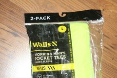 NIP Walls Working Man’s Pocket Tees S/S Hi-Vis Yellow -Large – 2 Pack