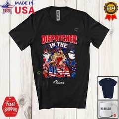 Custom Name Dispatcher In USA; 4th July Women Girls Witch Relax Patriotic Shirt