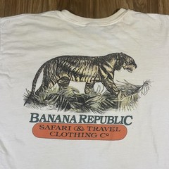 Vintage Banana Republic Shirt Mens Large White Tiger Safari Graphic Pocket Tee