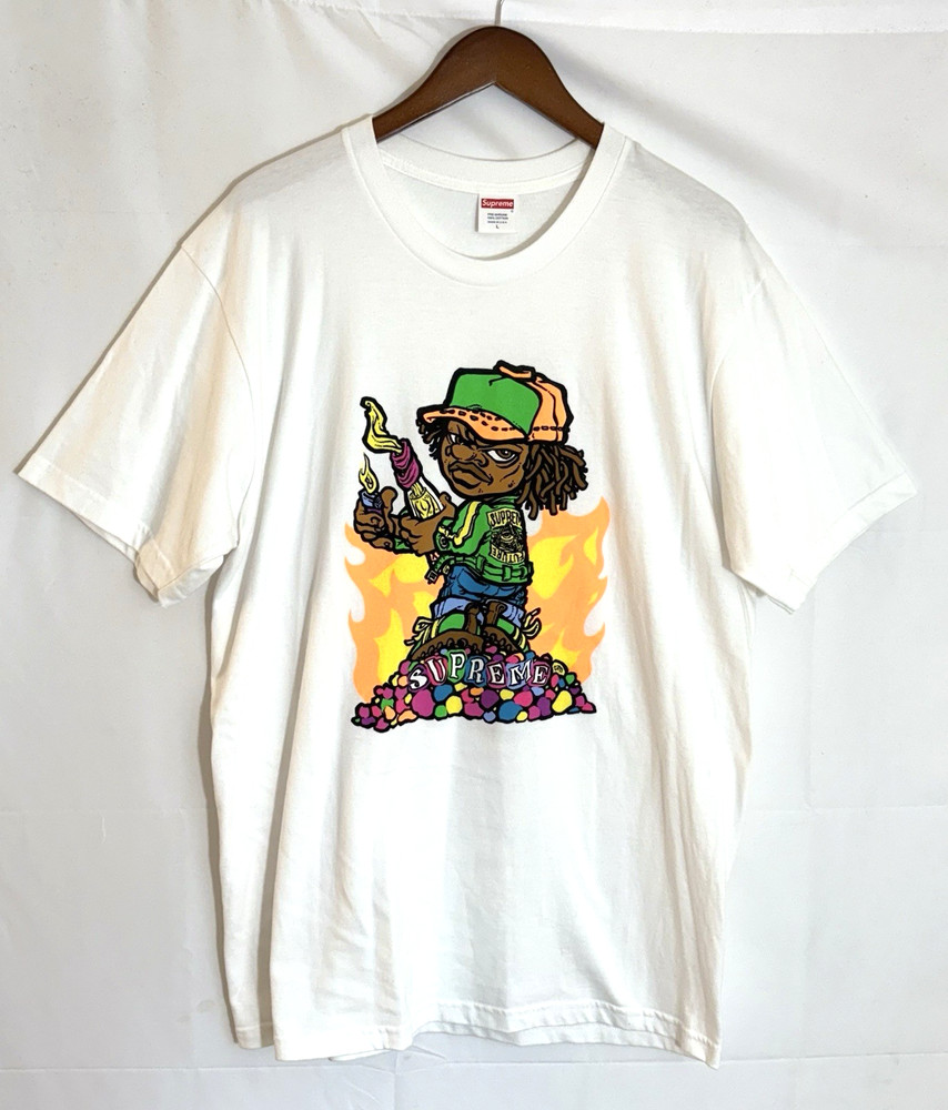 Supreme Men’s Large Molotov Kid SS19 White Short Sleeve Graphic T-Shirt Tee
