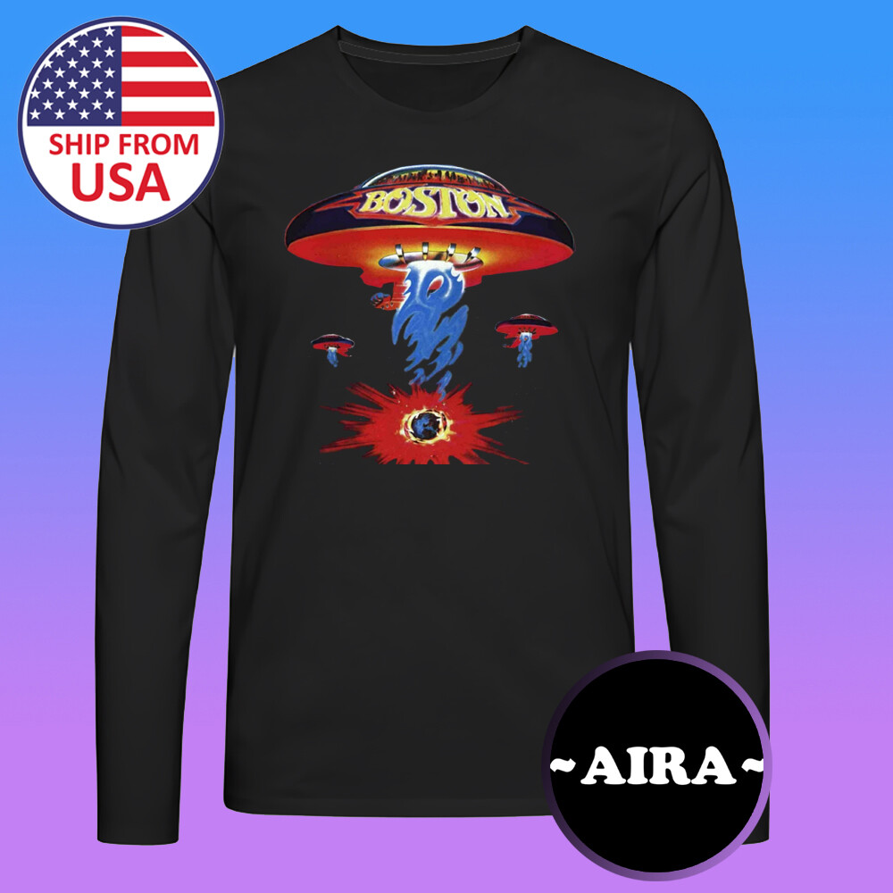 Boston Spaceship Men’s Black Long Sleeve T-Shirt Size S-2XL