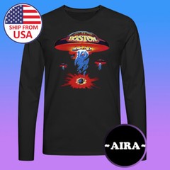 Boston Spaceship Men’s Black Long Sleeve T-Shirt Size S-2XL