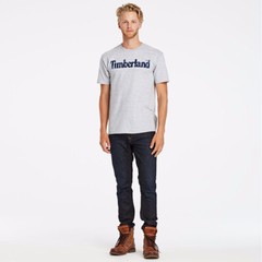 NWT Timberland Men’s Faded Linear Logo Short Sleeve Crew Neck T-Shirt Tee A11GY