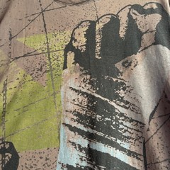 WWE Limited Edition T Shirt Mens L Made in USA Grunge Distressed Fists Brown