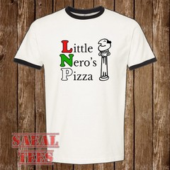 Home Alone Little Nero’s Pizza Men’s Ringer Black Size S-3XL