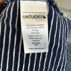 UNTUCKit Lambert Striped Cotton Crewneck T Shirt Mens L Navy Nautical Casual