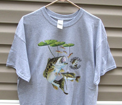 American Fisherman bass short sleeve gray T shirt – XL