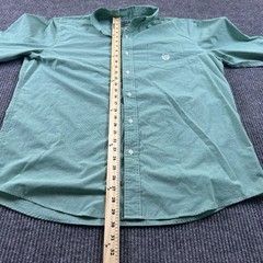 Chaps Mens XL Easy Care Long Sleeve Button Up Pocket Casual Green Shirt