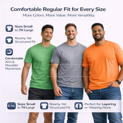 BILLIONHATS Men’s Cotton T-Shirt 6 Pack, Big Tall Short Sleeve Lightweight Tees