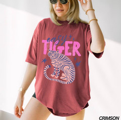 Easy Tiger Graphic Tee Trendy Pink Tiger Shirt Aesthetic Animal Print Graphic