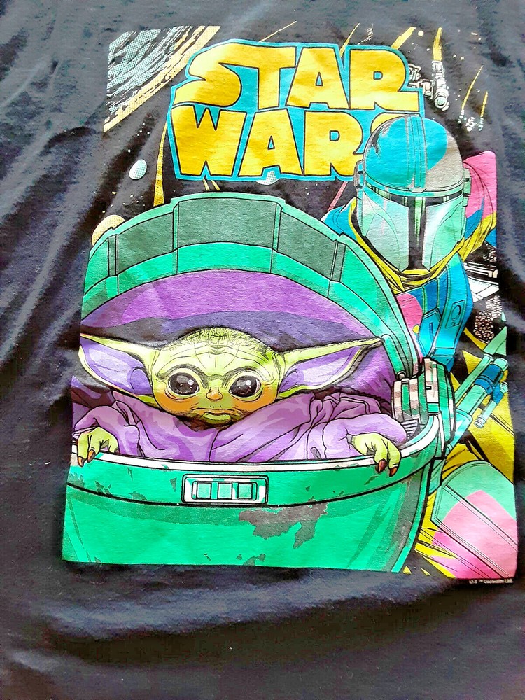 Star Wars Mandolorian Baby Yoda Adult T Shirt Size Large Star Wars Grogu Mens