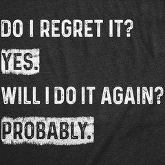 Mens Funny T Shirts Do I Regret It Yes Will I Do It Again Probably Sarcastic