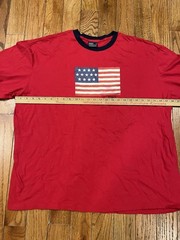 Vintage Polo Ralph Lauren American Flag Shirt Red Ringer T-Shirt VTG XXL 2XL