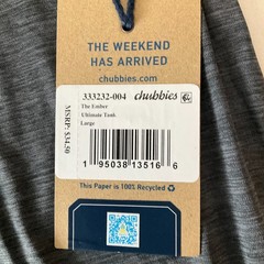 Chubbies Ultimate Tank Top Mens Size L Gray Sleeveless Stretch