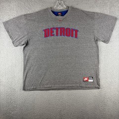 Y2K Nike Team Detroit Pistons Arch Logo T-Shirt 2XL Gray NBA Mexico