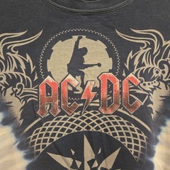 Vintage AC/DC Black Ice Pleated V Tie Dye Official 2008 Tour Concert Shirt Sz L
