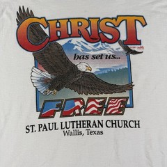 VTG Christ Has Set Us Free Shirt Mens Large St Paul Lutheran Church 90s Jesus