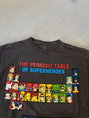DC Comics Men’s Large Shirt Gray Short Sleeve Periodic Table Graphic Tee