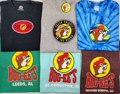 LOT OF 6 BUC-EE’S T-Shirts Sz Medium Tie Dye Beach Brisket AL GA FL Beaver Logo