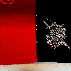 Affliction Black Label Men/Unisex Skull Graphic T-Shirt Black/Red Crew Neck XL