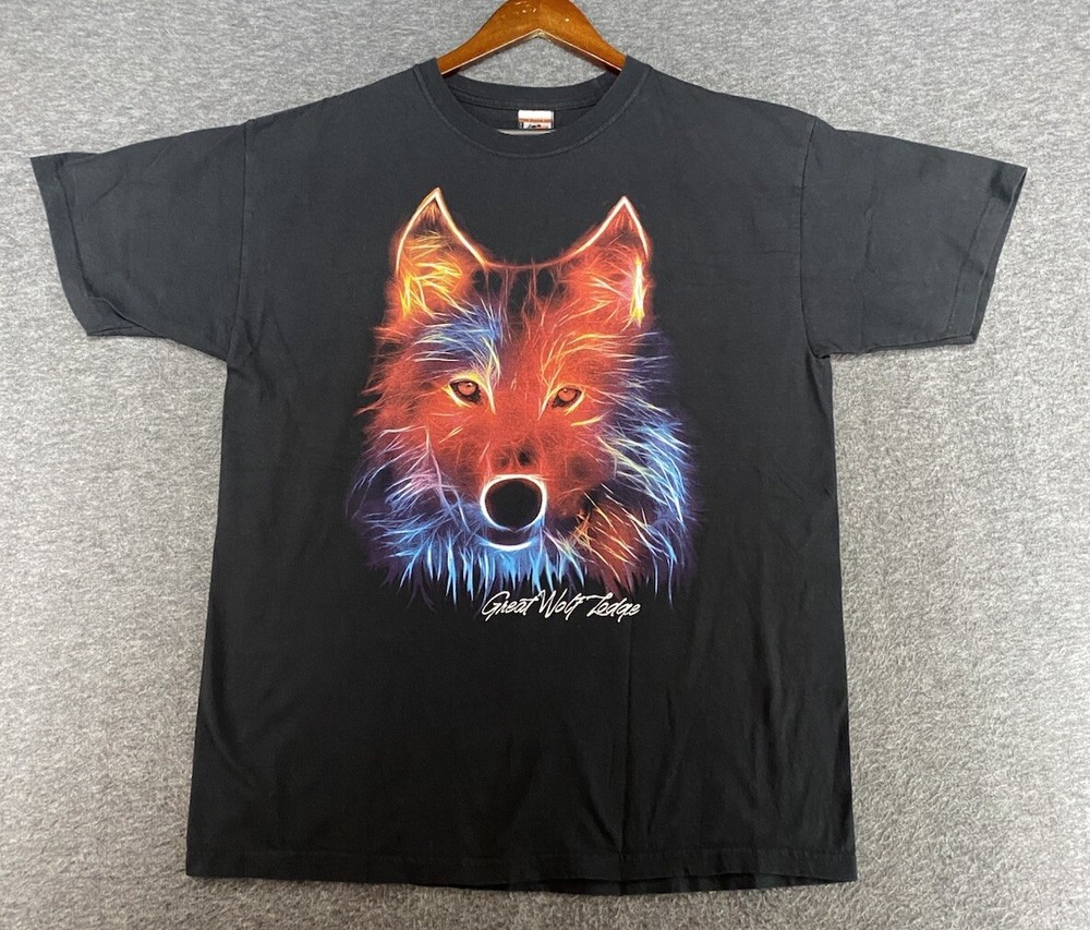 The Duck Co Great Wolf Lodge Colorful Graphic T-Shirt Black Size Large RARE