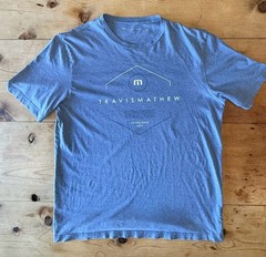 Travis Mathew Graphic Blue Crew Neck T-Shirt. Mens Size – Large