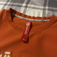 Ecko Unltd. Men’s Orange Graphic Print Embroidered Logo Crew Neck T-Shirt XL