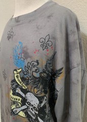 Brooklyn Xpress T Shirt Skeleton Sz M Cold Grey Tai Dai Scull