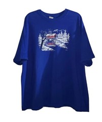 Hanes Blue Coverd Bridge Snow Winter Scene T-shirt Size 3XL