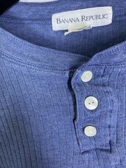 Banana Republic Shirt Mens Large Blue Ribbed Stretch Long Sleeve Vintage Henley