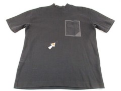 Zara Shirt Mens XL Black Solid Short Sleeve Mock Neck Hipster Cotton *