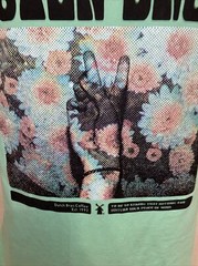 Dutch Bros Coffee T- Shirt Large green Peace Sign Flower Power Hippie Love Work