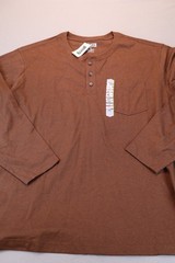 NEW Duluth Trading Co Longtail T Relaxed Long Sleeve Henley T Shirt Brown 4XL