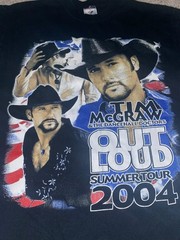 TIM McGRAW Out Loud Summer Tour 2004 T-SHIRT – Size L – double sided – COUNTRY